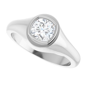 14K White Gold 6x6 mm Cushion Bezel-Set Ring Mounting – image 8