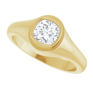 18K Yellow Gold 6x6 mm Cushion Bezel-Set Ring Mounting – image 8