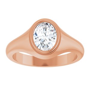 10K Rose Gold 8.5x6.5 mm Oval Bezel-Set Ring Mounting – image 5