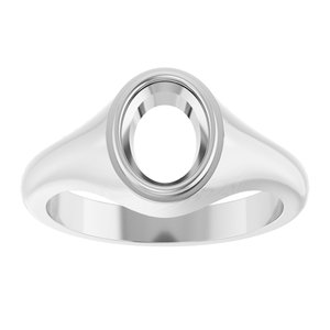 10K White Gold 8.5x6.5 mm Oval Bezel-Set Ring Mounting – image 6