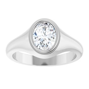 18K White Gold 8.5x6.5 mm Oval Bezel-Set Ring Mounting – image 5