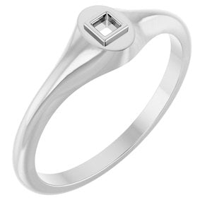 14K X1 White Gold 2x2 mm Square Bezel-Set Ring Mounting – image 2