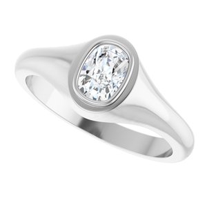 14K White Gold 6.5x4.5 mm Elongated Cushion Bezel-Set Ring Mounting – image 8
