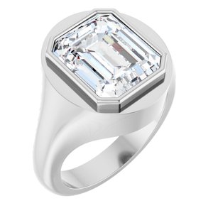 14K X1 White Gold 12x10 mm Emerald Bezel-Set Ring Mounting