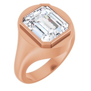 10K Rose Gold 12x10 mm Emerald Bezel-Set Ring Mounting
