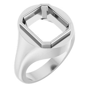 Platinum 12x10 mm Emerald Bezel-Set Ring Mounting – image 2