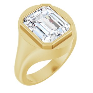 18K Yellow Gold 12x10 mm Emerald Bezel-Set Ring Mounting