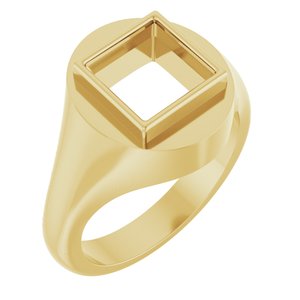 14K Yellow Gold 8x8 mm Square Bezel-Set Ring Mounting – image 2