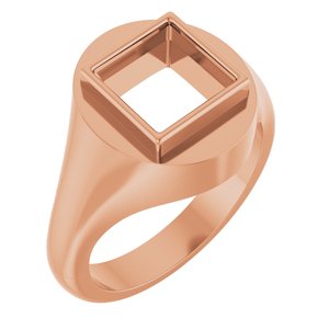 18K Rose Gold 8x8 mm Square Bezel-Set Ring Mounting – image 2