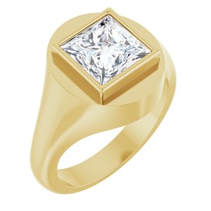10K Yellow Gold 8x8 mm Square Bezel-Set Ring Mounting
