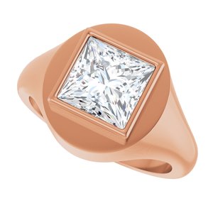 14K Rose Gold 8x8 mm Square Bezel-Set Ring Mounting – image 8