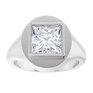 14K X1 White Gold 8x8 mm Square Bezel-Set Ring Mounting – image 5