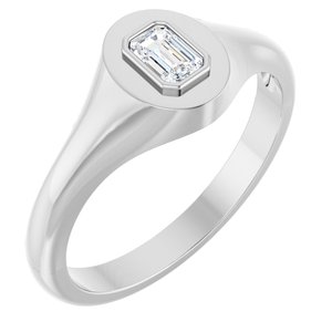 14K White Gold 4.5x3 mm Emerald Bezel-Set Ring Mounting