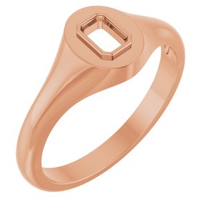 18K Rose Gold 4.5x3 mm Emerald Bezel-Set Ring Mounting – image 2
