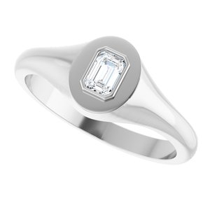 14K White Gold 4.5x3 mm Emerald Bezel-Set Ring Mounting – image 8