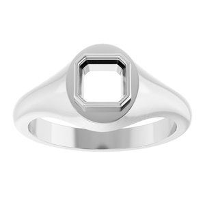 14K White Gold 5.5x5.5 mm Asscher Bezel-Set Ring Mounting – image 6