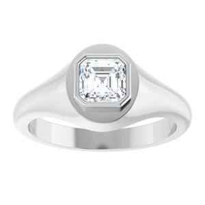 14K X1 White Gold 5.5x5.5 mm Asscher Bezel-Set Ring Mounting – image 5