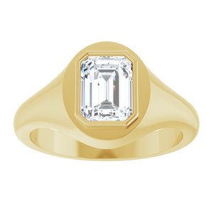 18K Yellow Gold 8x6 mm Emerald Bezel-Set Ring Mounting – image 5