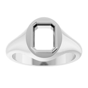 14K X1 White Gold 8x6 mm Emerald Bezel-Set Ring Mounting – image 6