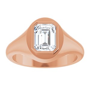 14K Rose Gold 8x6 mm Emerald Bezel-Set Ring Mounting – image 5