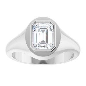 14K White Gold 8x6 mm Emerald Bezel-Set Ring Mounting – image 5