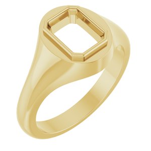 10K Yellow Gold 8x6 mm Emerald Bezel-Set Ring Mounting – image 2