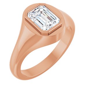 14K Rose Gold 8x6 mm Emerald Bezel-Set Ring Mounting