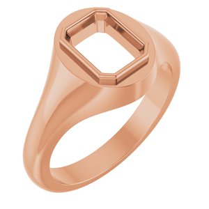 14K Rose Gold 8x6 mm Emerald Bezel-Set Ring Mounting – image 2