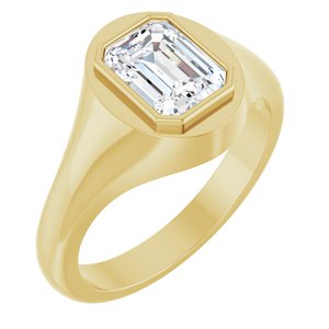10K Yellow Gold 8x6 mm Emerald Bezel-Set Ring Mounting