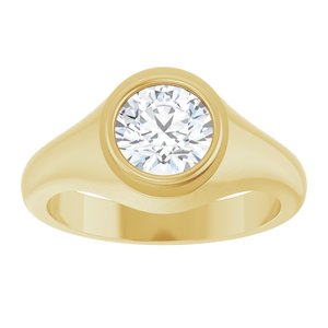 18K Yellow Gold 7.4 mm Round Bezel-Set Ring Mounting – image 5