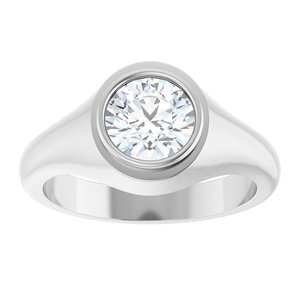 14K White Gold 7.4 mm Round Bezel-Set Ring Mounting – image 5