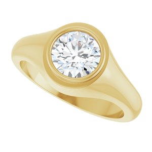 14K Yellow Gold 7.4 mm Round Bezel-Set Ring Mounting – image 8
