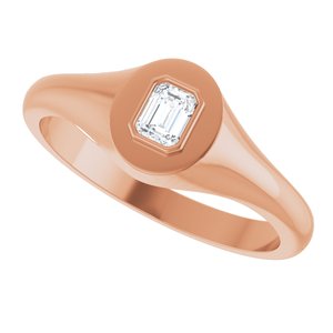 18K Rose Gold 4x3 mm Emerald Bezel-Set Ring Mounting – image 8