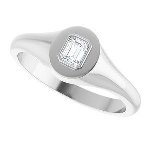 18K White Gold 4x3 mm Emerald Bezel-Set Ring Mounting – image 8