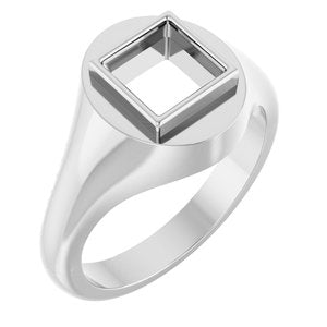 14K X1 White Gold 6.5x6.5 mm Square Bezel-Set Ring Mounting – image 2