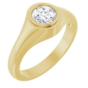 18K Yellow Gold 6 mm Round Bezel-Set Ring Mounting