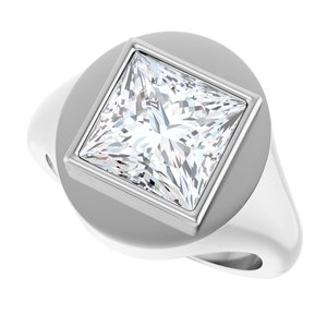 18K White Gold 9x9 mm Square Bezel-Set Ring Mounting – image 8