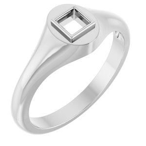 14K X1 White Gold 3.5x3.5 mm Square Bezel-Set Ring Mounting – image 2