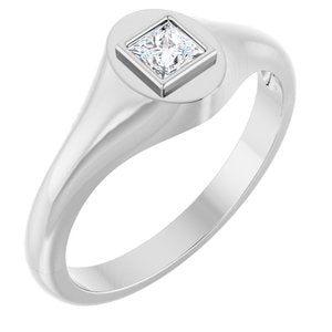 14K White Gold 3.5x3.5 mm Square Bezel-Set Ring Mounting