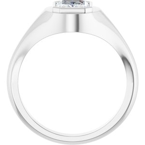 14K White Gold 8x6 mm Emerald Bezel-Set Ring Mounting – image 3