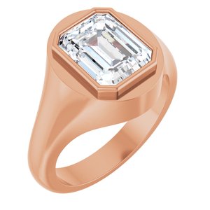 10K Rose Gold 10x8 mm Emerald Bezel-Set Ring Mounting