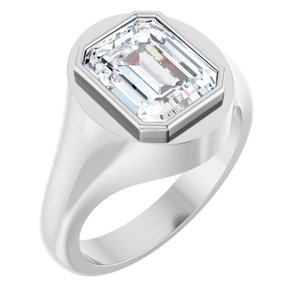 10K White Gold 10x8 mm Emerald Bezel-Set Ring Mounting