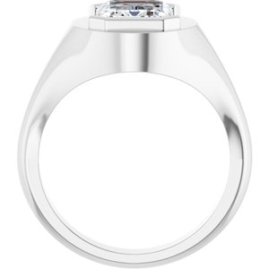14K X1 White Gold 10x8 mm Emerald Bezel-Set Ring Mounting – image 3