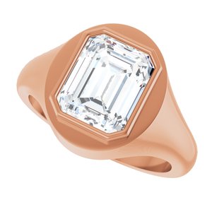 14K Rose Gold 10x8 mm Emerald Bezel-Set Ring Mounting – image 8
