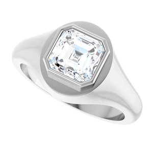 14K White Gold 7x7 mm Asscher Bezel-Set Ring Mounting – image 8