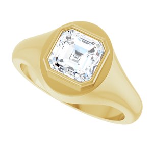 14K Yellow Gold 7x7 mm Asscher Bezel-Set Ring Mounting – image 8