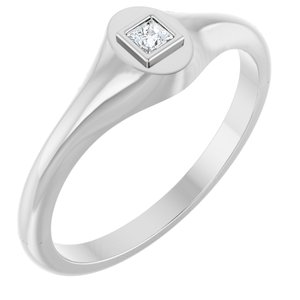 14K White Gold 2.25x2.25 mm Square Bezel-Set Ring Mounting