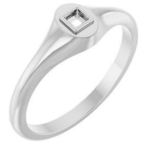 Sterling Silver 2.25x2.25 mm Square Bezel-Set Ring Mounting – image 2