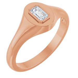 10K Rose Gold 5x3 mm Emerald Bezel-Set Ring Mounting