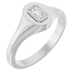 10K White Gold 5x3 mm Emerald Bezel-Set Ring Mounting